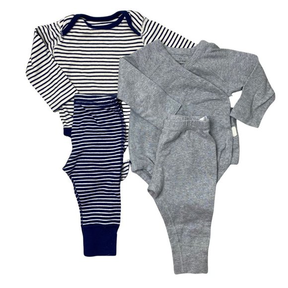 Hanna Andersson Other - Hannah Andersson Set of Long Sleeve Onesies and 2 Pants Grey, Blue, White 6-12 M